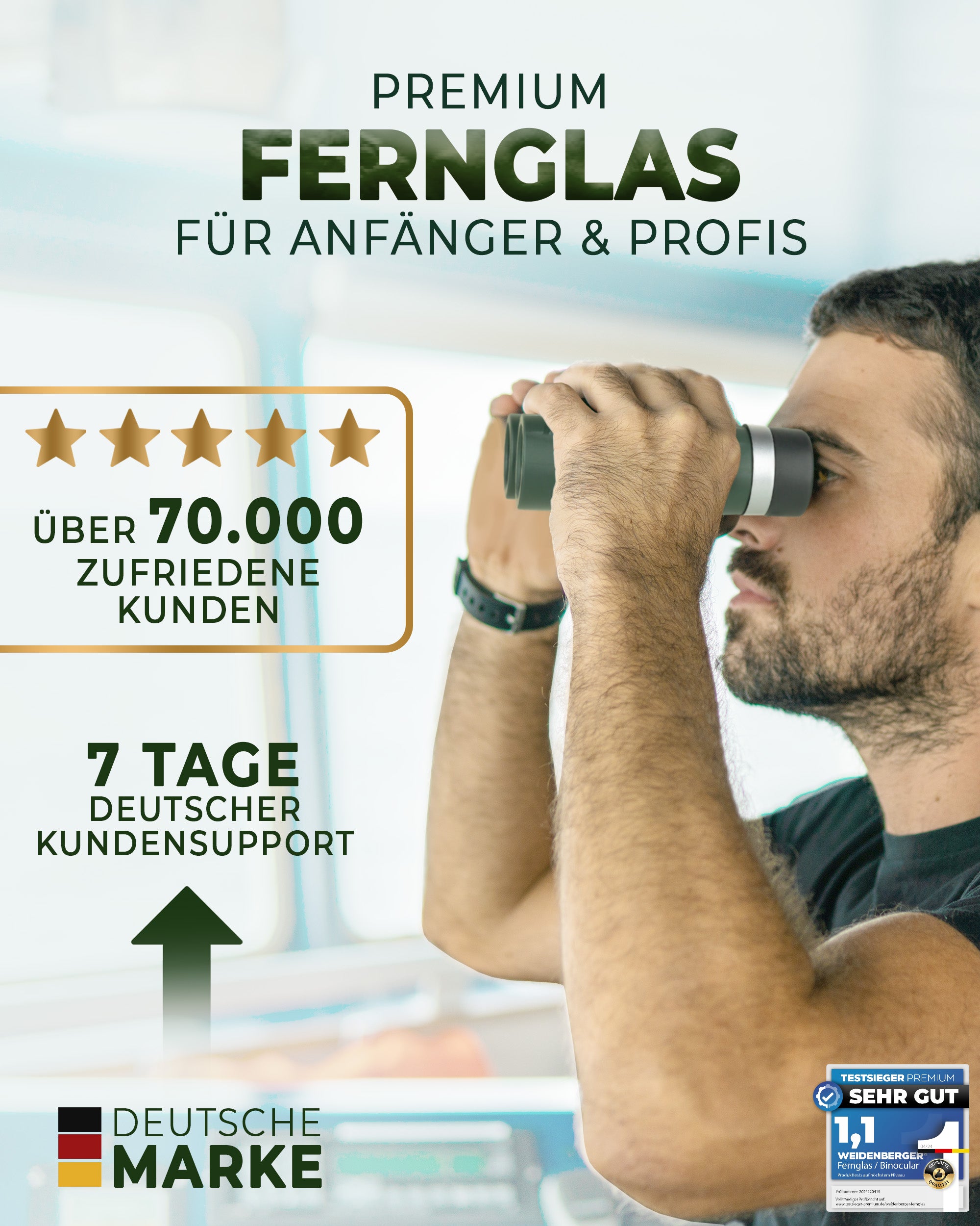 Weidenberger Fernglas 10x26, Magnesium Fernglas mit Nitrogenfüllung (Grün)