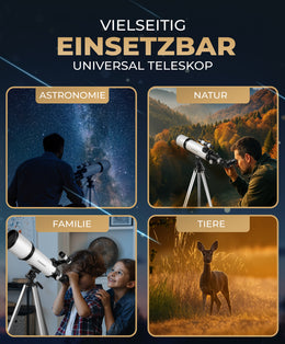 Weidenberger Teleskop 80600 – Refraktor-Fernrohr, 800 mm Brennweite, 60 mm Öffnung mit 3 Okularen + 3× Barlow-Linse, Sucherfernrohr, Stativ & Handy-Adapter – für Erwachsene & Einsteiger