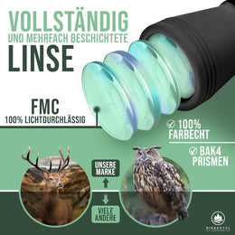 Birkental Fernglas für Erwachsene 10 x 50 mit Zubehör, Anfänger- und Profi-Modell, HD-Zoom, wasserdicht, leicht, kompakt, auch für Brillenträger geeignet, weites Sehfeld, ideal für Jagd, Vogelbeobachtung und Astronomie (Schwarz 10x50)