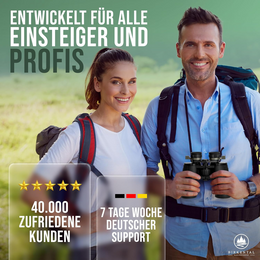 Birkental Fernglas 10 x 50 mit Dioptrienausgleich - HD-Feldfinder, BAK4-Prisma & FMC-Linse - Geeignet für Brillenträger - Großes Sehfeld & klares Bild für Erwachsene (Schwarz 10x50)