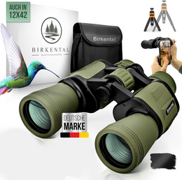 Birkental Fernglas 10 x 50 mit Dioptrienausgleich - HD-Feldfinder, BAK4-Prisma & FMC-Linse - Geeignet für Brillenträger - Großes Sehfeld & klares Bild für Erwachsene (Grün 10x50)