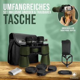 Birkental Fernglas 10 x 50 mit Dioptrienausgleich - HD-Feldfinder, BAK4-Prisma & FMC-Linse - Geeignet für Brillenträger - Großes Sehfeld & klares Bild für Erwachsene (Grün 10x50)