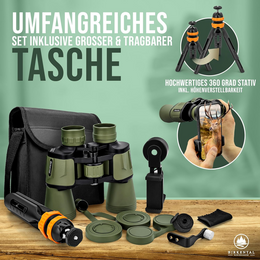 Birkental Fernglas 10 x 50 mit Dioptrienausgleich - HD-Feldfinder, BAK4-Prisma & FMC-Linse - Geeignet für Brillenträger - Großes Sehfeld & klares Bild für Erwachsene (Grün 10x50)