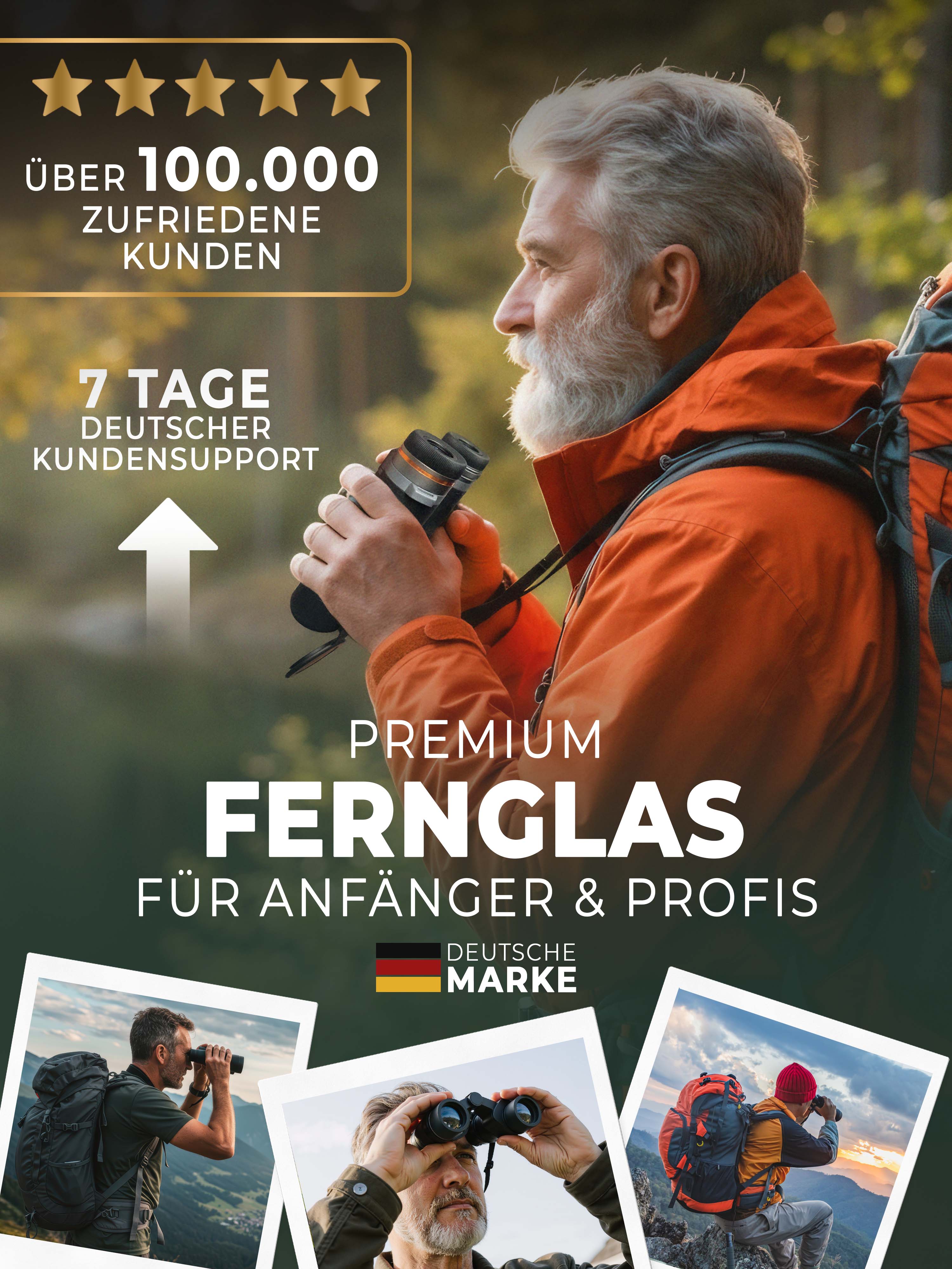 Weidenberger Fernglas 12x32, Wasserdicht nach IPX7, Nitrogengefüllt & stoßfest (Schwarz)