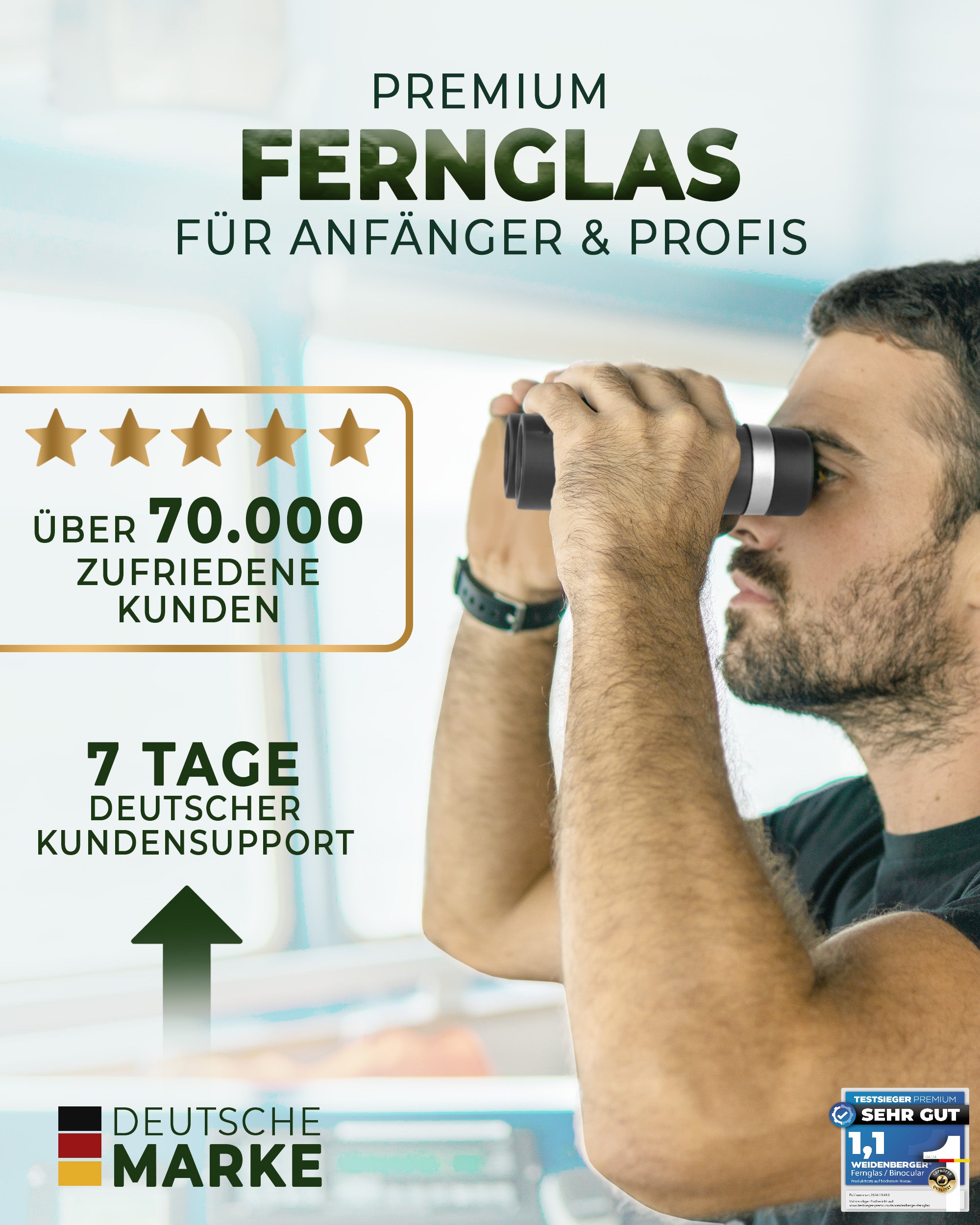 Weidenberger Fernglas 10x26, Magnesium Fernglas mit Nitrogenfüllung (Schwarz)